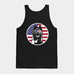 Patriotic American Akita Inu American Flag sunglasses Tank Top